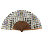 Islamic geometry inspired silk hand fan Malaqa