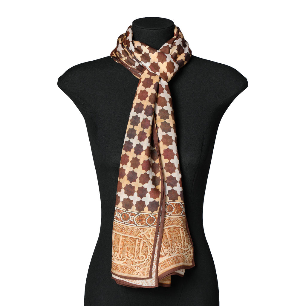 Brown Islamic Art-Inspired Modal Scarf Andalus