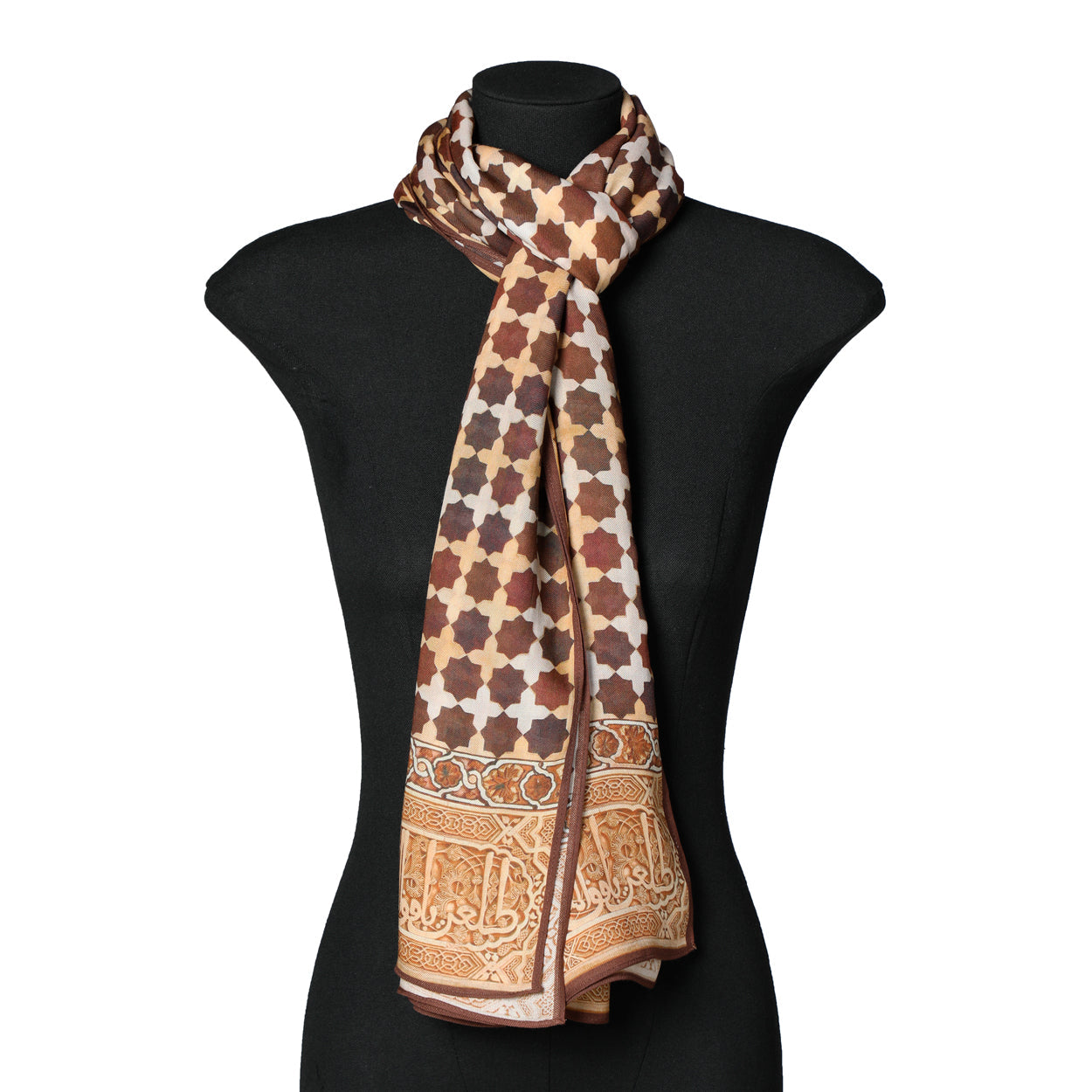 Brown Islamic Art-Inspired Modal Scarf Andalus