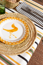 Mantel tejido canario verde y amarillo