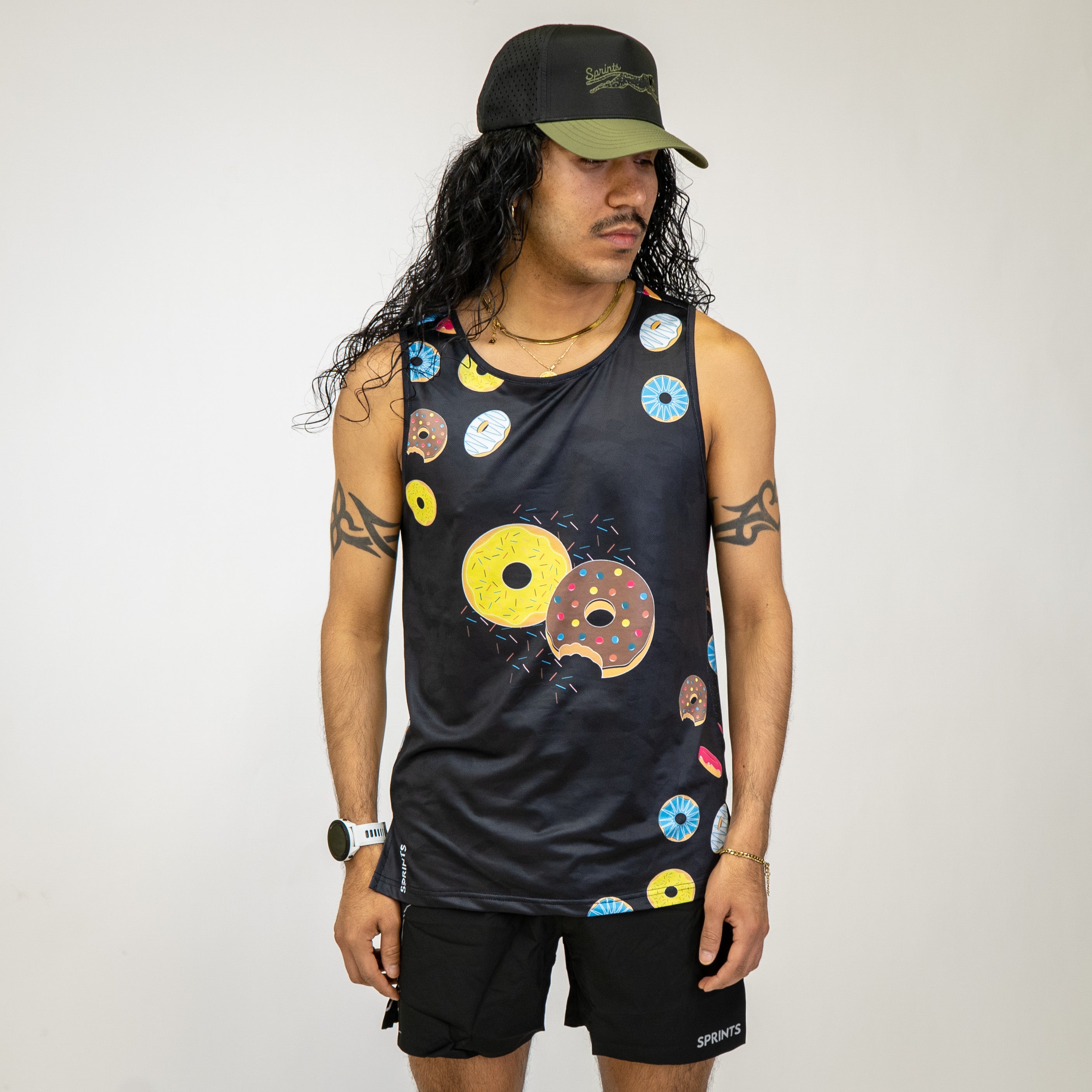 Sprints Mens Running Tank - Donuts