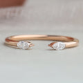 Open Cuff Two Stone Marquise Diamond Dainty Ring