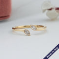 Marquise Lab Diamond Bezel Set Open Cuff Ring