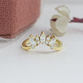 Marquise And Round Diamond Curved Dainty Ring