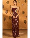 Plum Cherry Vine Fusion Set By KYNAH, Luxury Indian Fashion & Bridal Wear