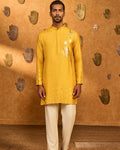 Ochre Trinklet And Pots Menswear Kurta Set By KYNAH, Luxury Indian Fashion & Bridal Wear