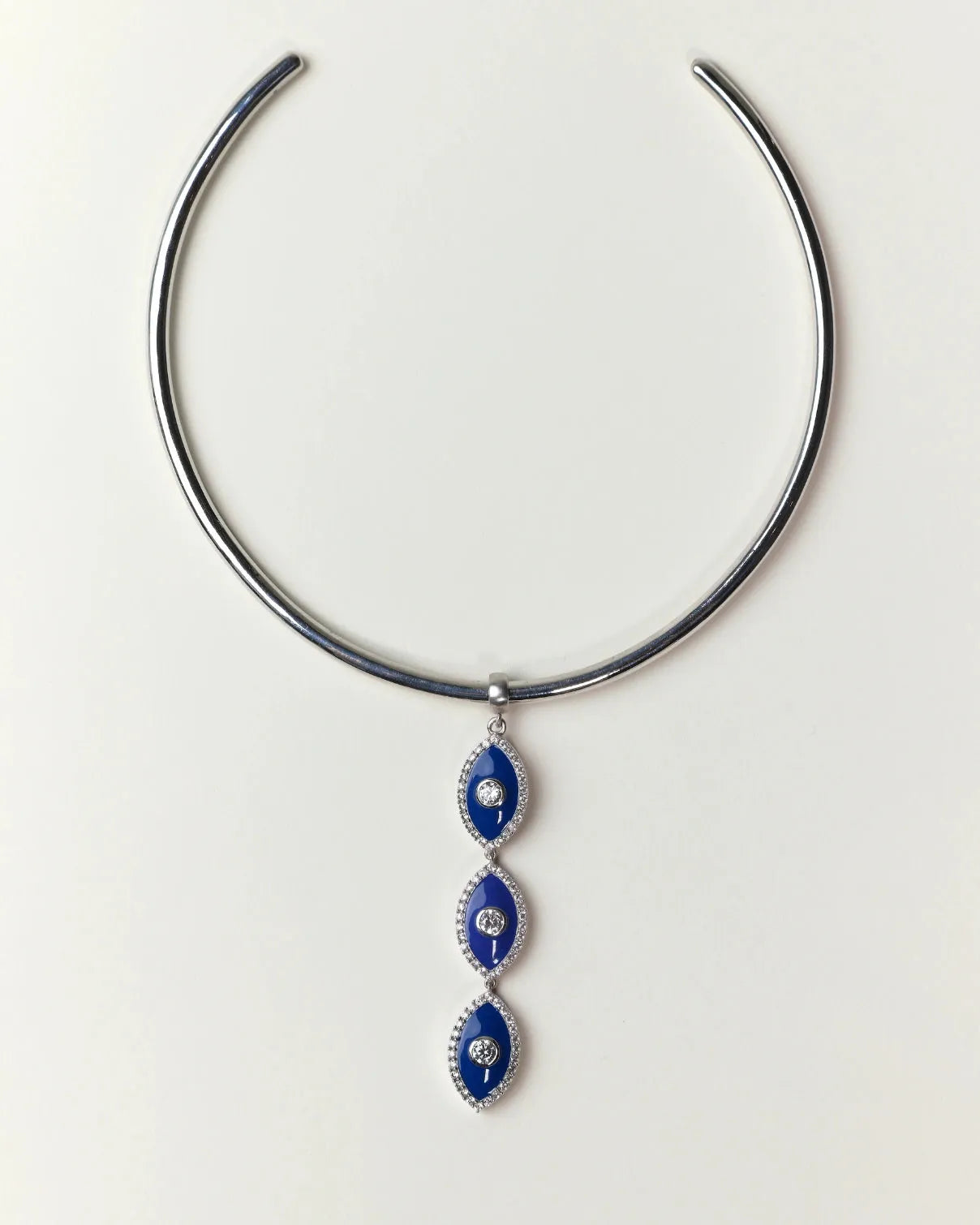 Mayra Evil Eye Choker in Silver