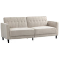 Convertible Sofa Bed with Adjustable Back Button Tufted Design, Beige