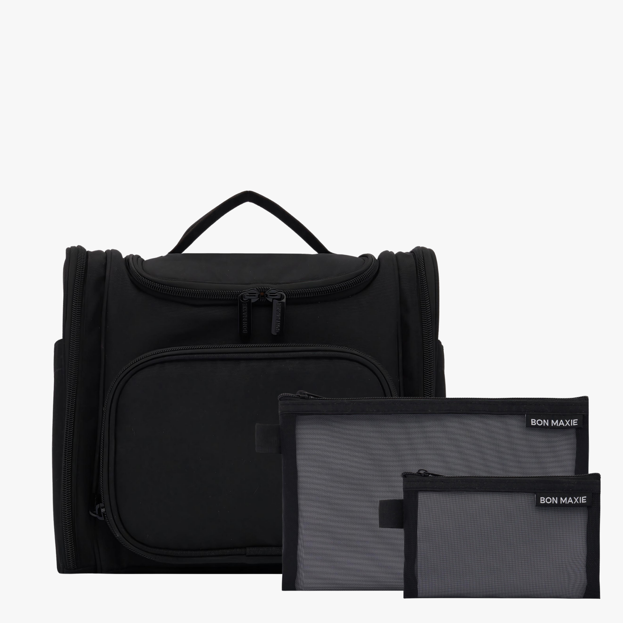 Large Hanging Travel Toiletry Bag + Detachable Pouch - Black