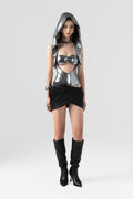 Transparent Bodysuit with Black Mini Skirt
