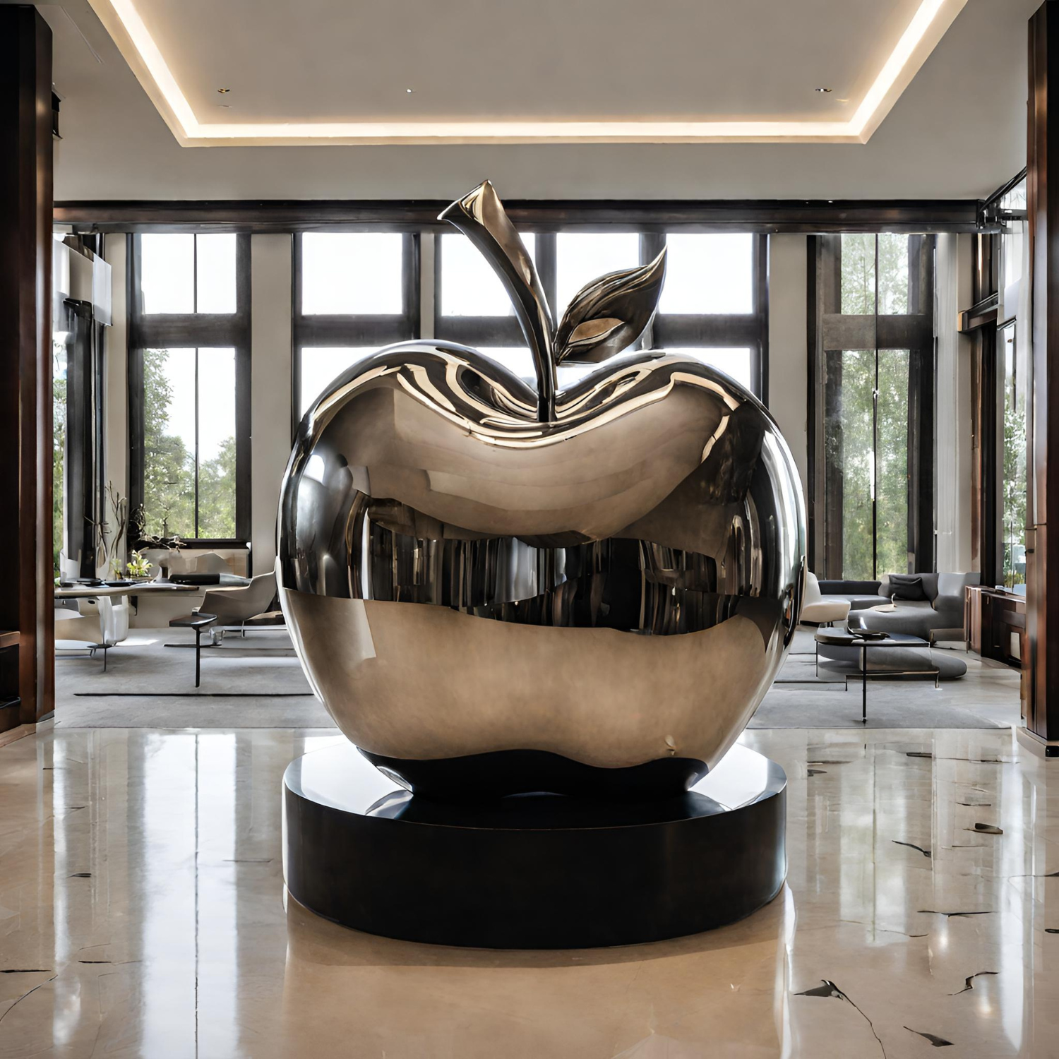 ArtZ® Stainless Steel Apple Sculpture - Height: 36 inch (91 cm)