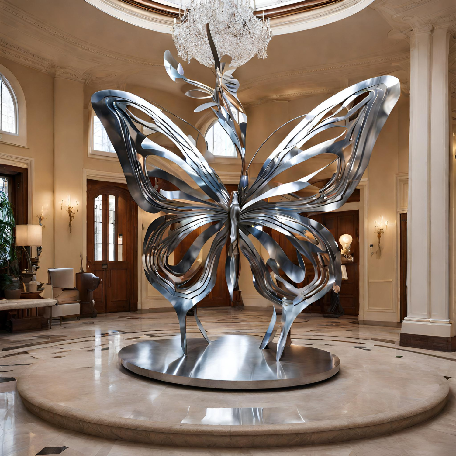ArtZ® Stainless Steel Butterfly Sculpture - Height: 36 inch (91 cm)