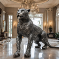 ArtZ® Stainless Steel Panther Sculpture - Height: 108 inch (274 cm)