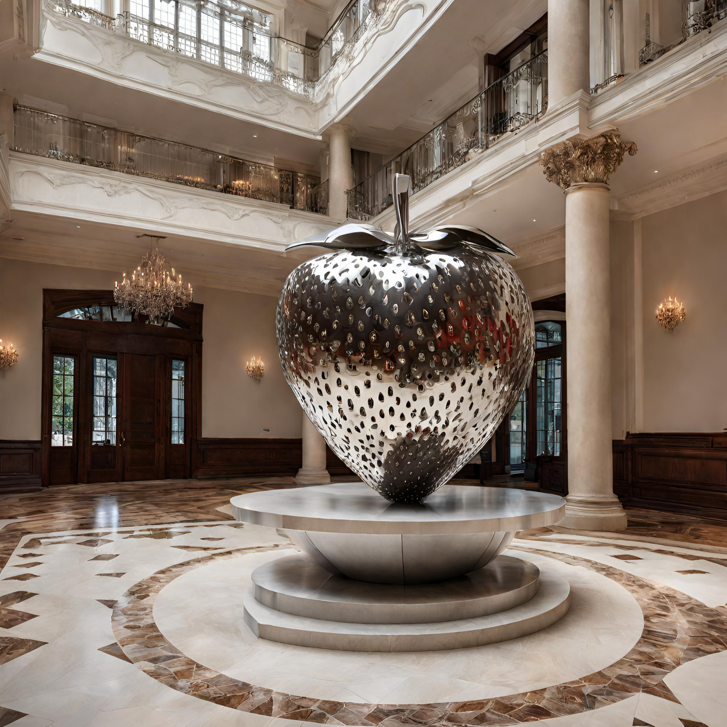 ArtZ® Stainless Steel Strawberry Sculpture - Height: 72 inch (183 cm)