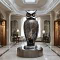 ArtZ® Stainless Steel Owl Sculpture - Height: 108 inch (274 cm)