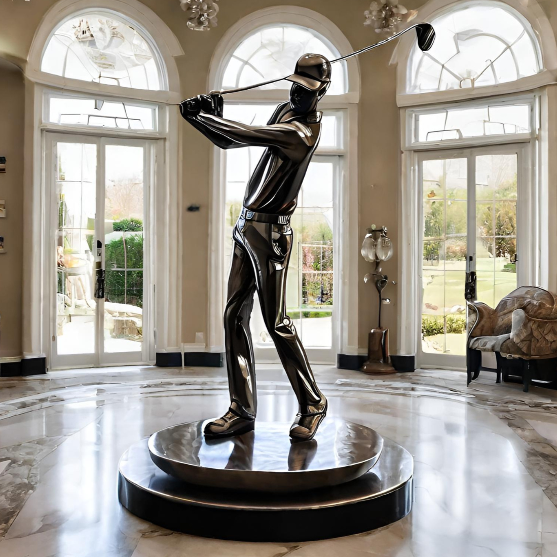 ArtZ® Stainless Steel Golfer Sculpture
