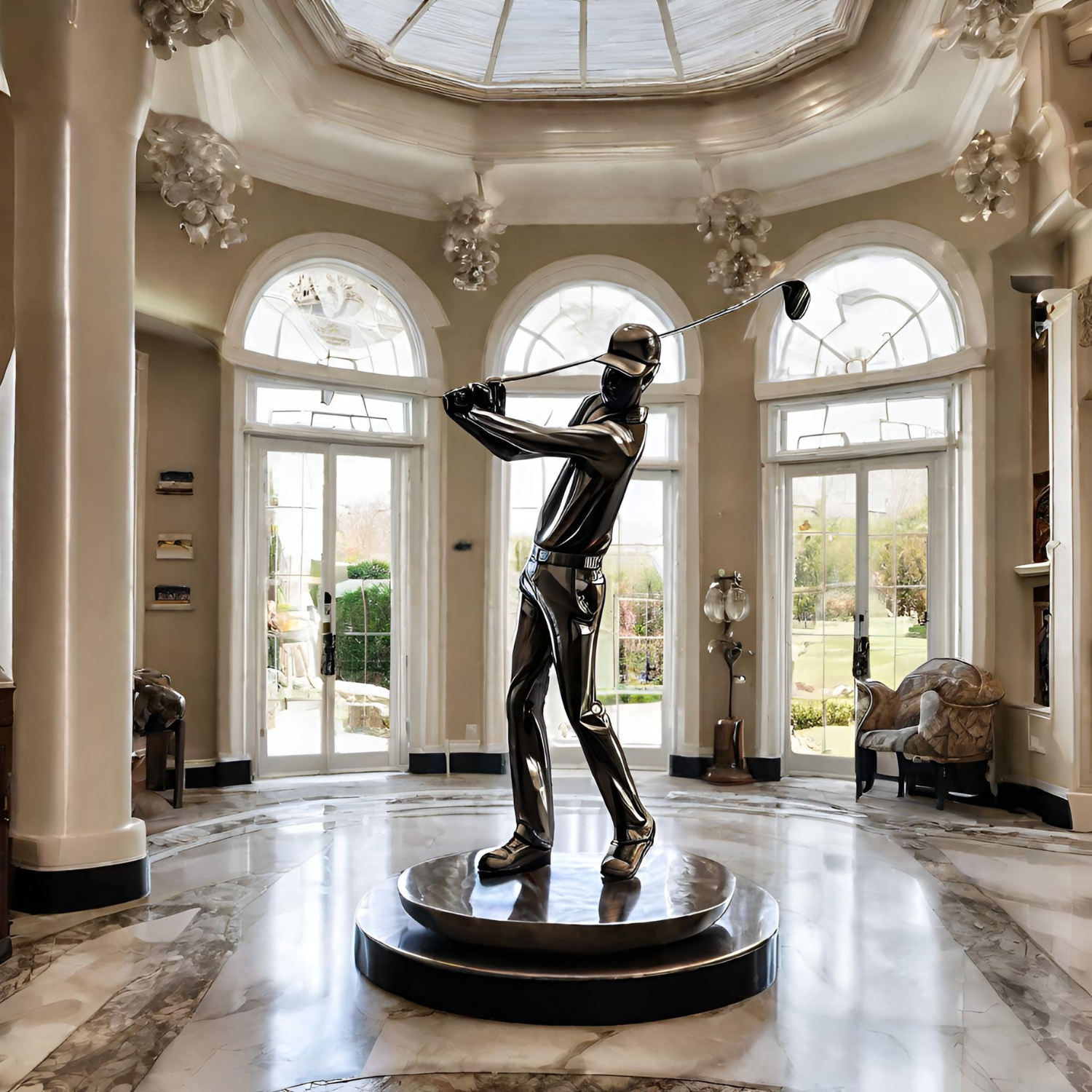 ArtZ® Stainless Steel Golfer Sculpture - Height: 108 inch (274 cm)