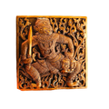 Mini Hand Engraved Solid Brass Niello Square Betel Box - Hanuman