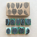 Tropical mini leaves rubber stamps