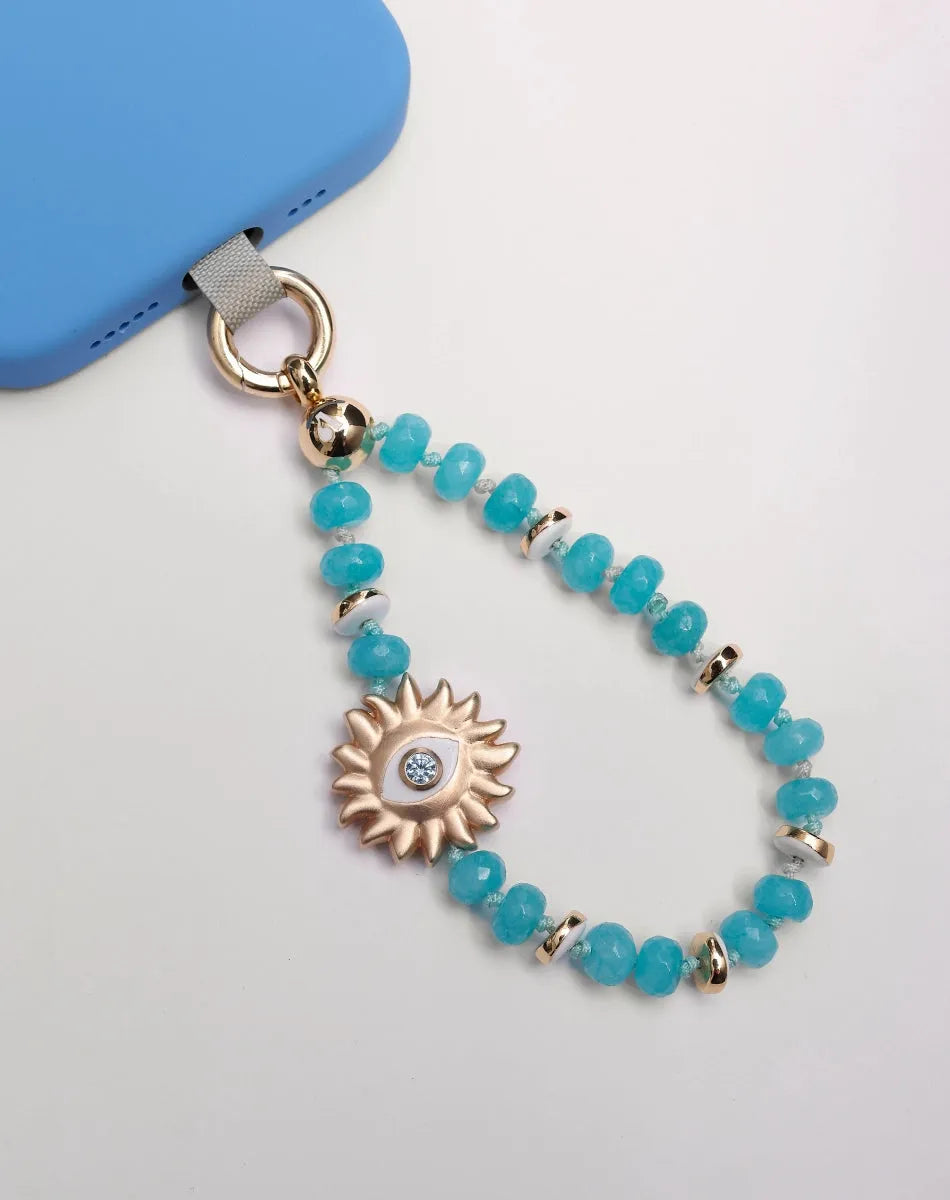 Mini India Phone Charm in Aqua Quartz
