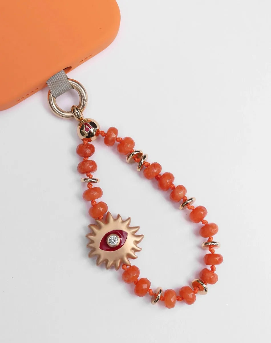 Mini India Phone Charm in Clementine Quartz
