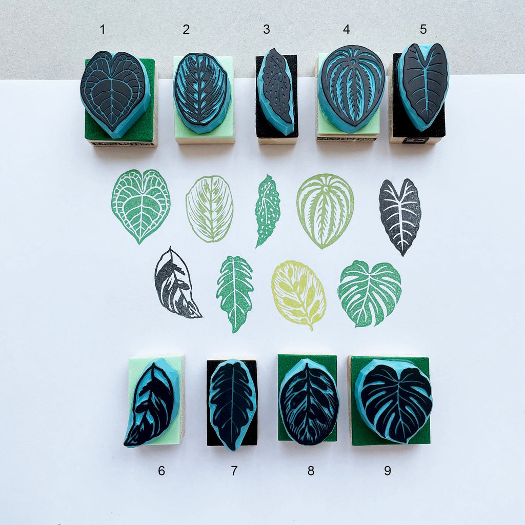 Tropical mini leaves rubber stamps