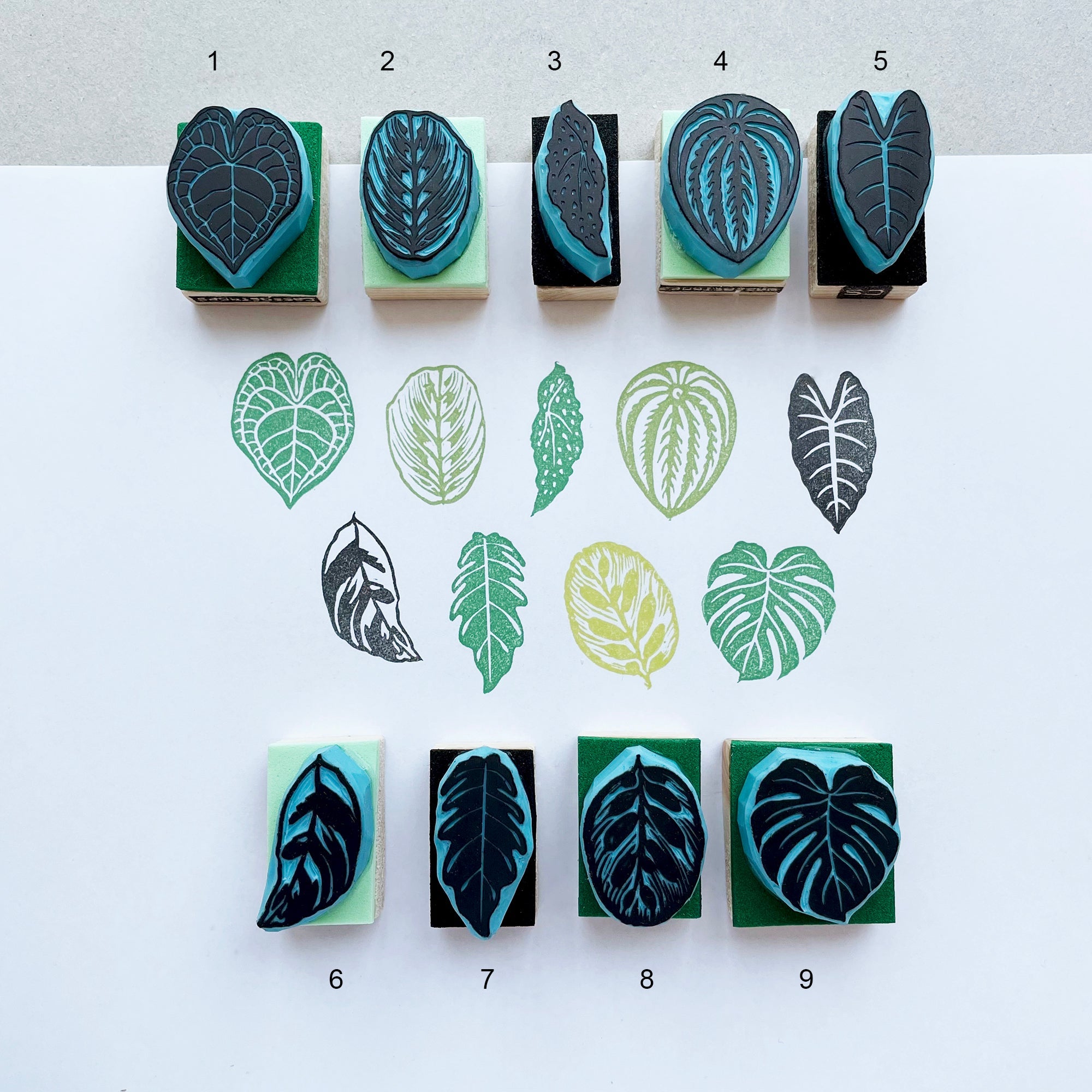 Tropical mini leaves rubber stamps