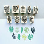 Tropical mini leaves rubber stamps