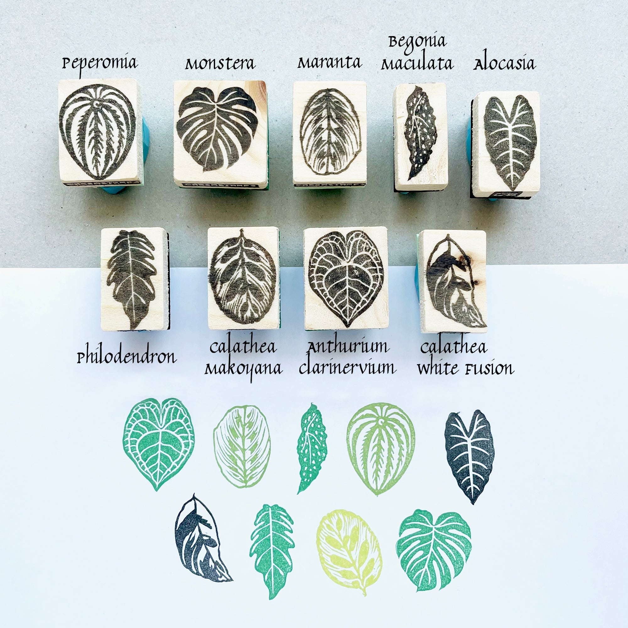 Tropical mini leaves rubber stamps
