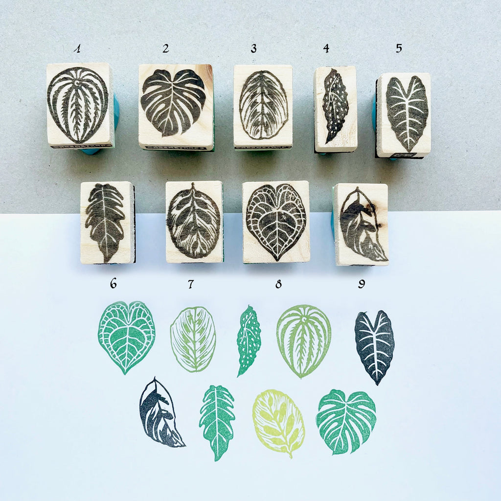 Tropical mini leaves rubber stamps