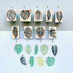 Tropical mini leaves rubber stamps