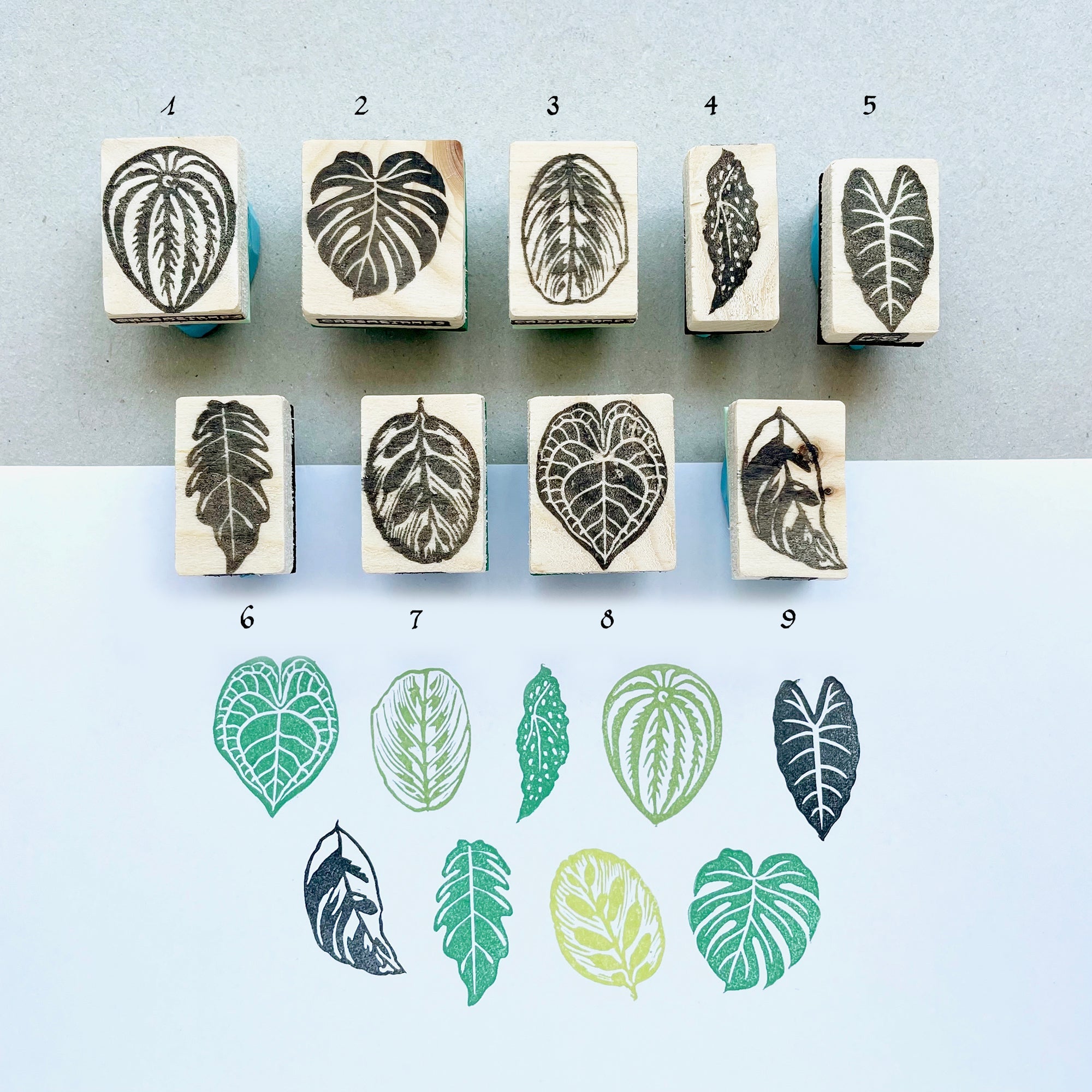 Tropical mini leaves rubber stamps