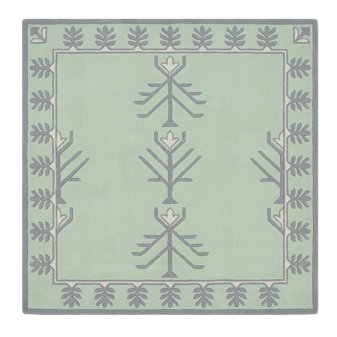 Minimalist Sage Arboreal Square Hand Tufted Rug