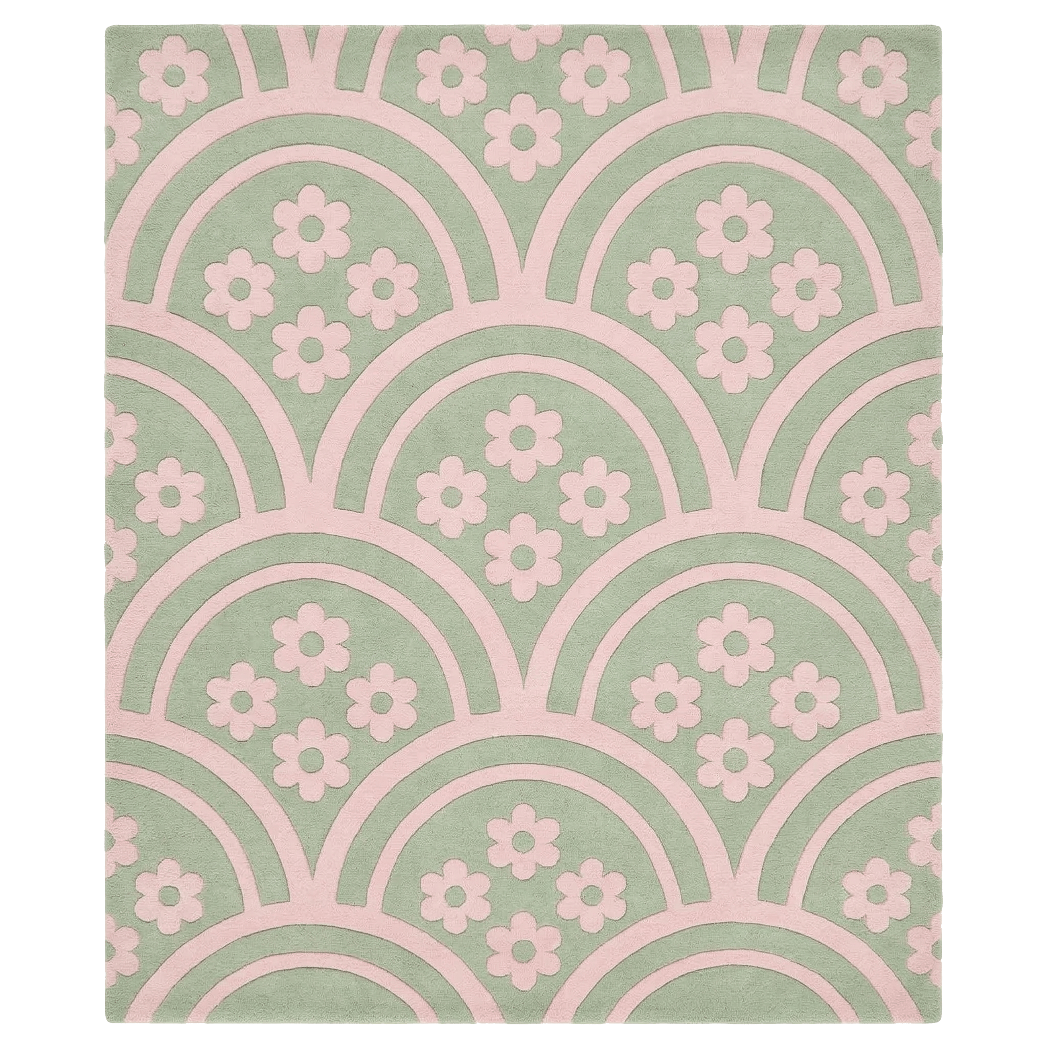 Mint Daisy Waves Hand Tufted Rug