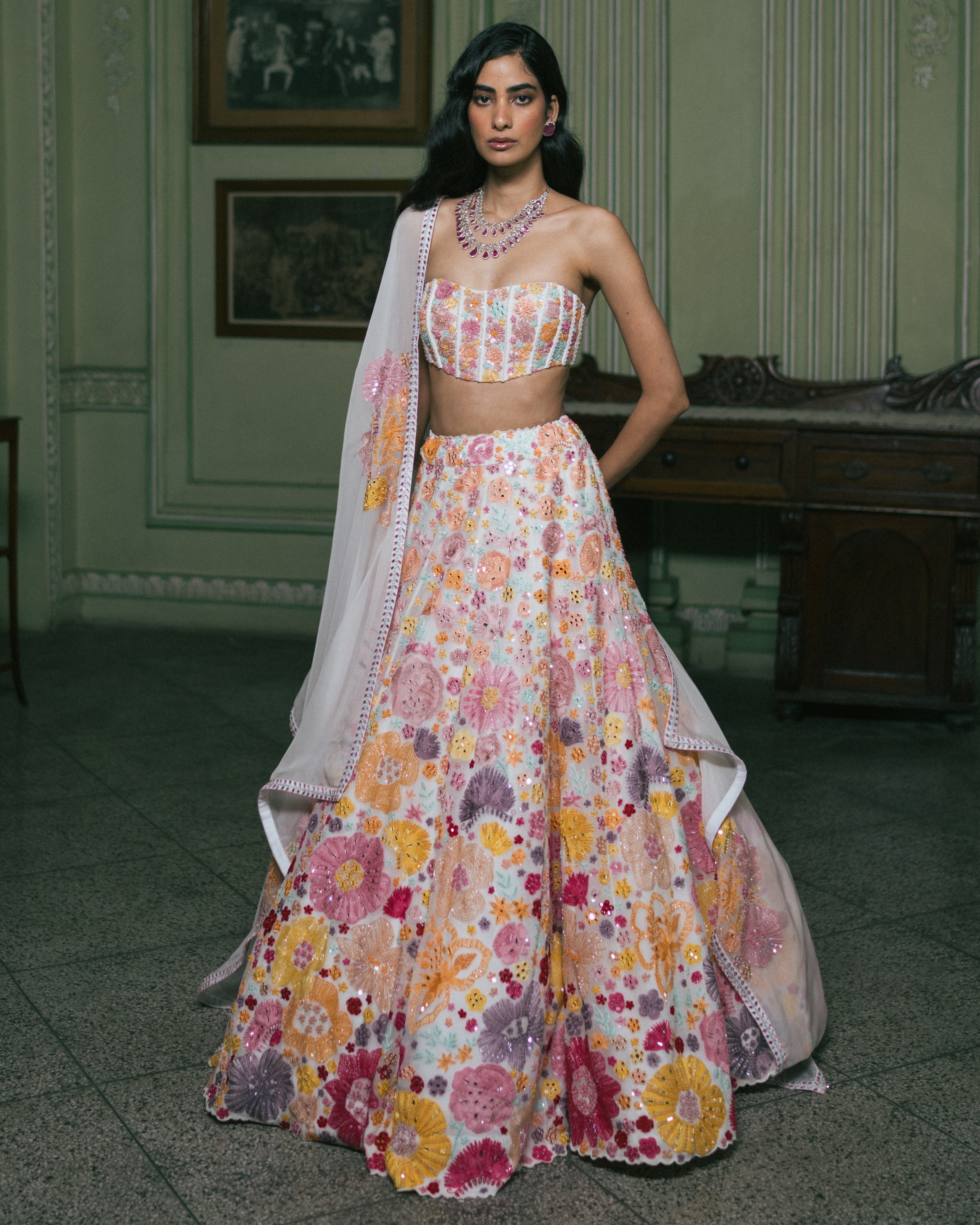 Ivory Iris Lehenga Set By KYNAH, Luxury Indian Fashion & Bridal Wear
