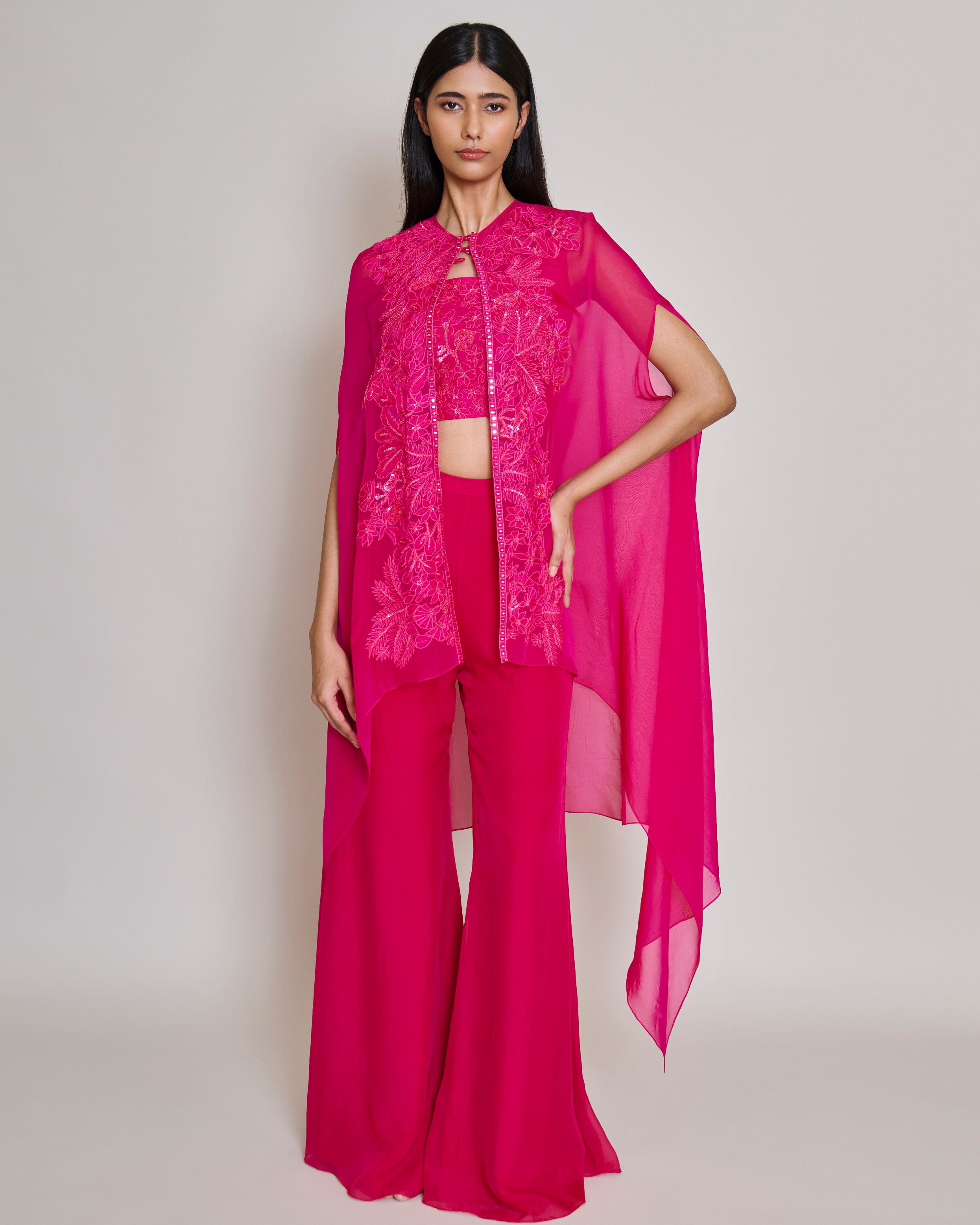 Mishru Fuchsia Aurea Pant Set By KYNAH, Luxury Indian Fashion & Bridal Wear
