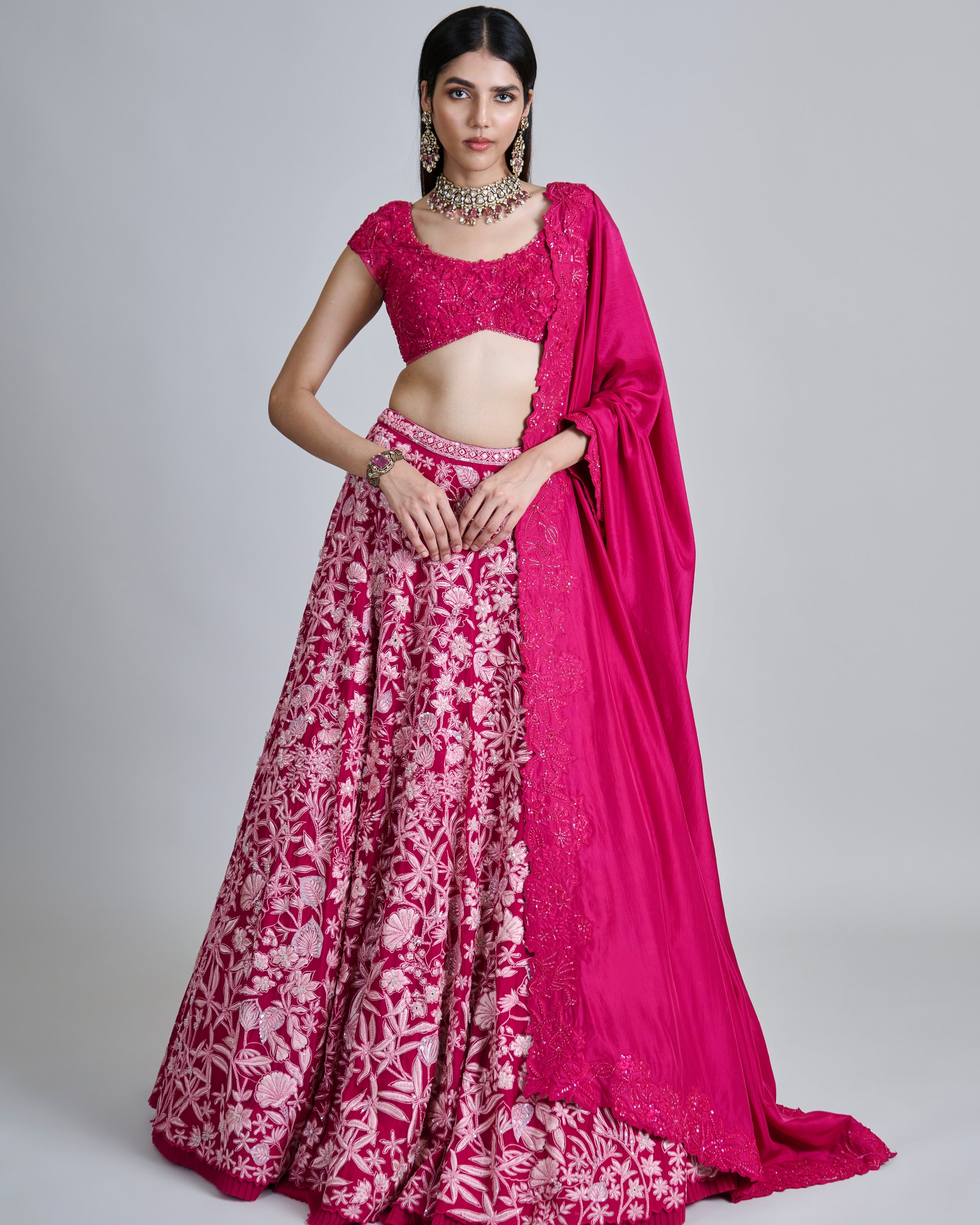Fuchsia Celia Lehenga Set By KYNAH, Luxury Indian Fashion & Bridal Wear