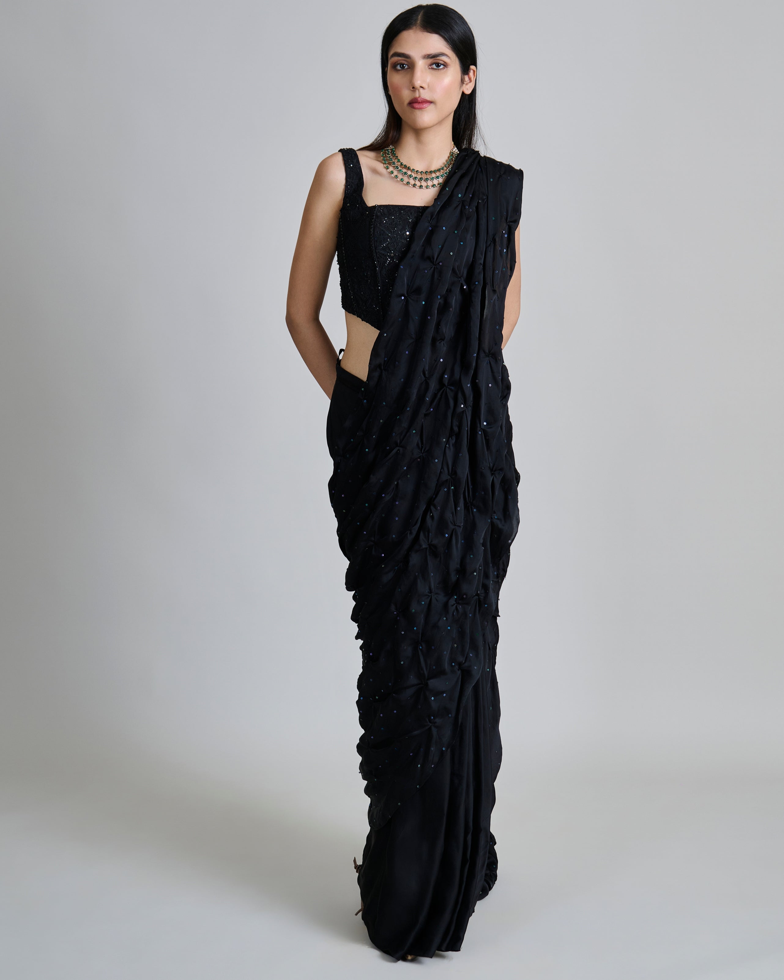 Black Yuki Sari Set By KYNAH, Luxury Indian Fashion & Bridal Wear