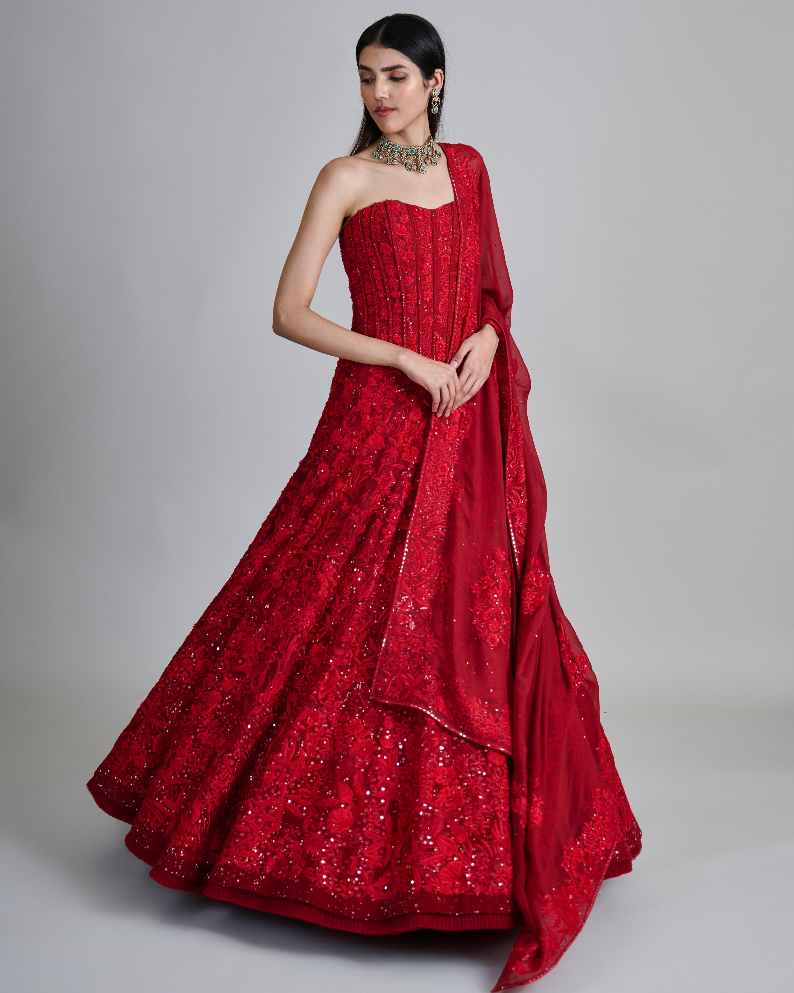 Red Amara Lehenga Set By KYNAH, Luxury Indian Fashion & Bridal Wear