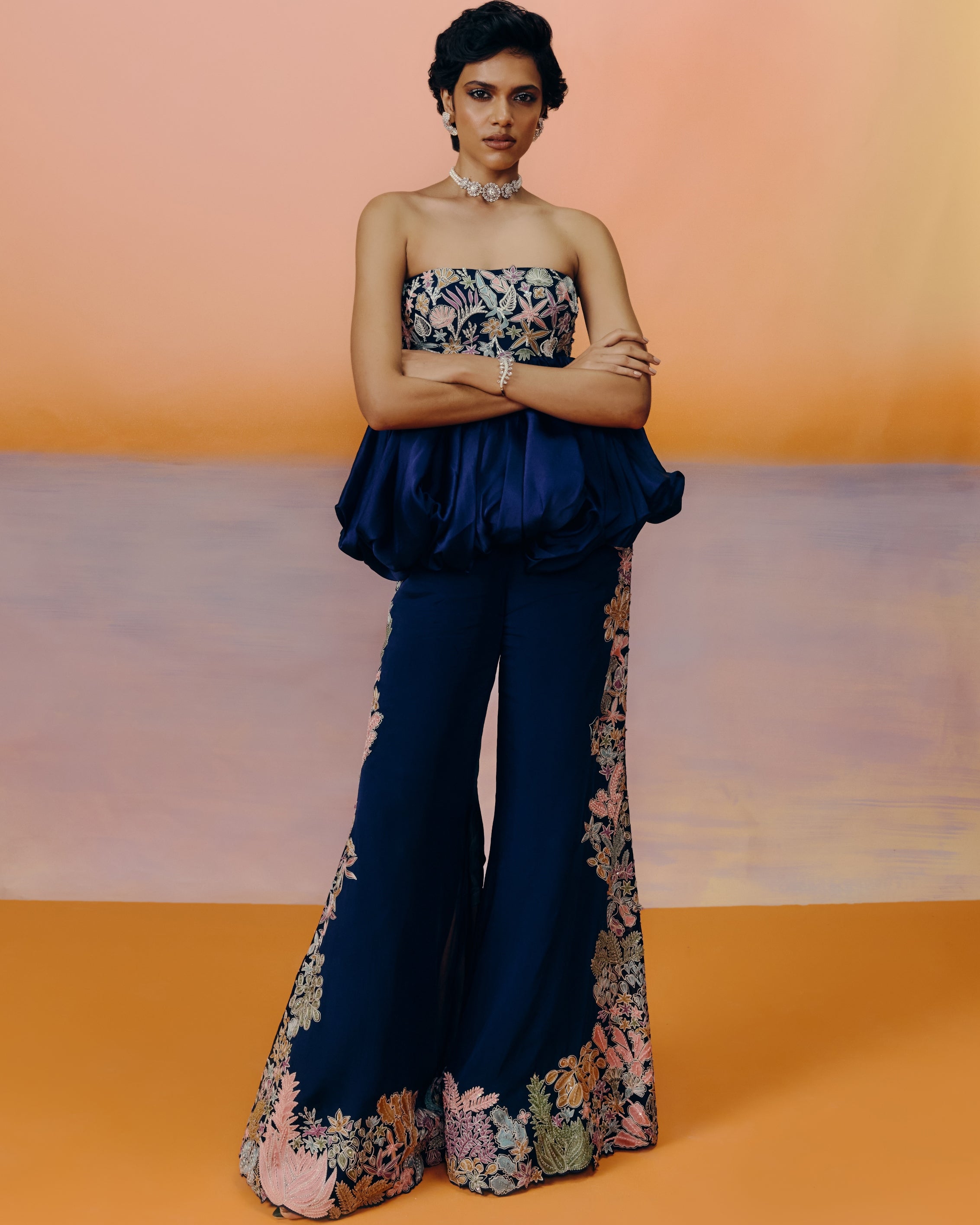 Navy Maeve Pants Set By KYNAH, Luxury Indian Fashion & Bridal Wear