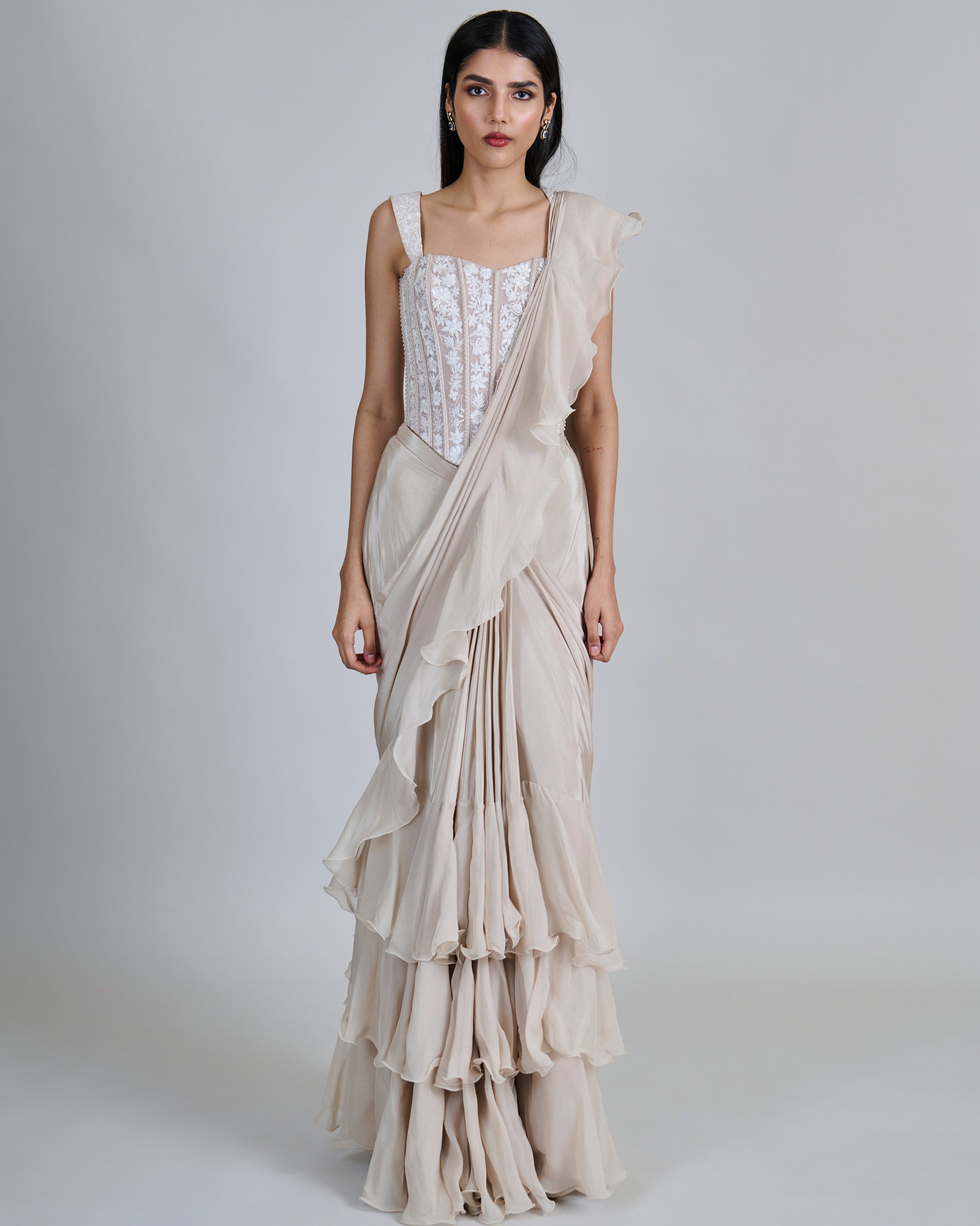 Champange With Ivory Kiyara Kurta Set By KYNAH, Luxury Indian Fashion & Bridal Wear