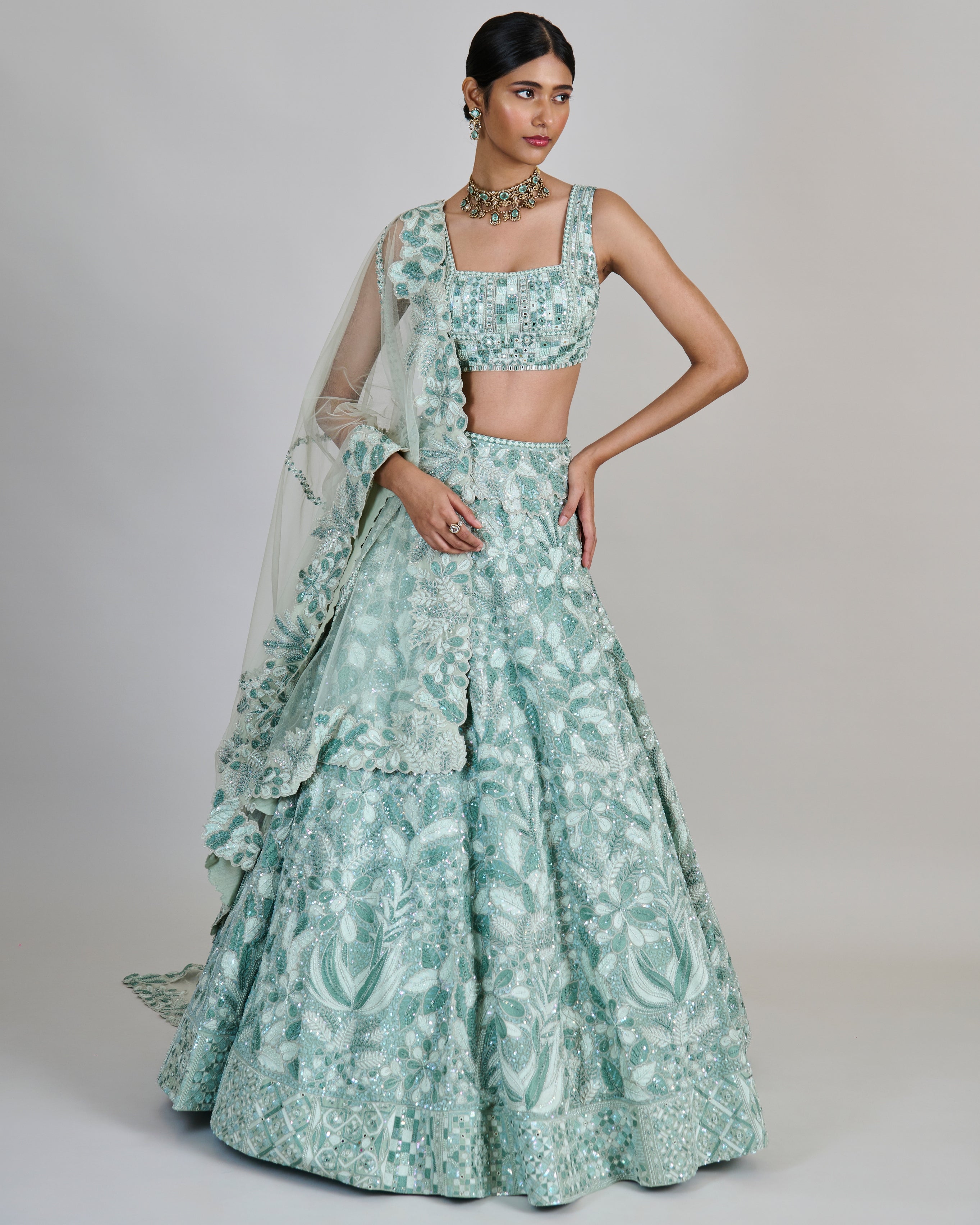 Mint Emeris Lehenga Set By KYNAH, Luxury Indian Fashion & Bridal Wear