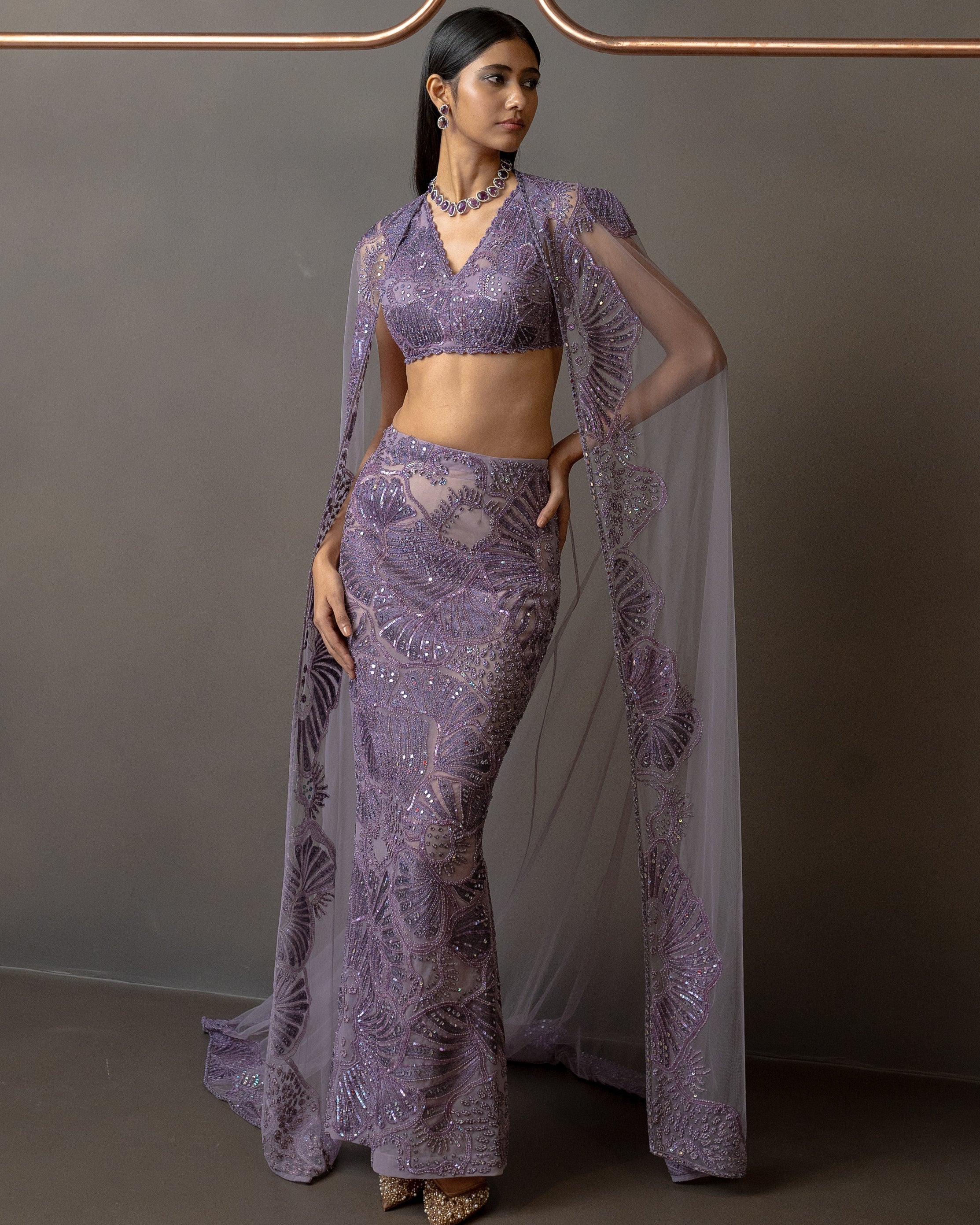 Lavender Serin Skirt Set By KYNAH, Luxury Indian Fashion & Bridal Wear