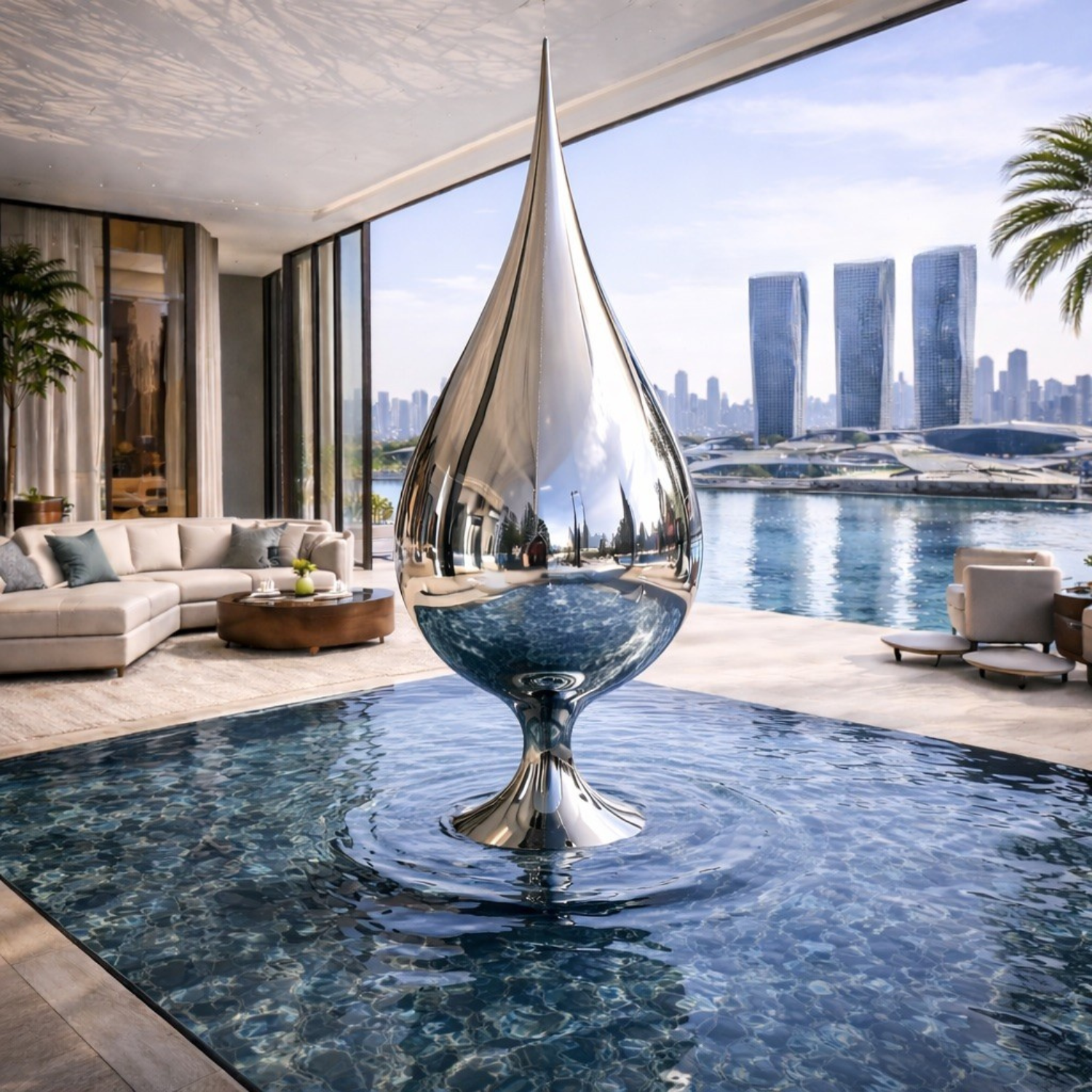 OSO Stainless Steel Monarque Drop Sculpture - Height: 108 inch (274 cm)