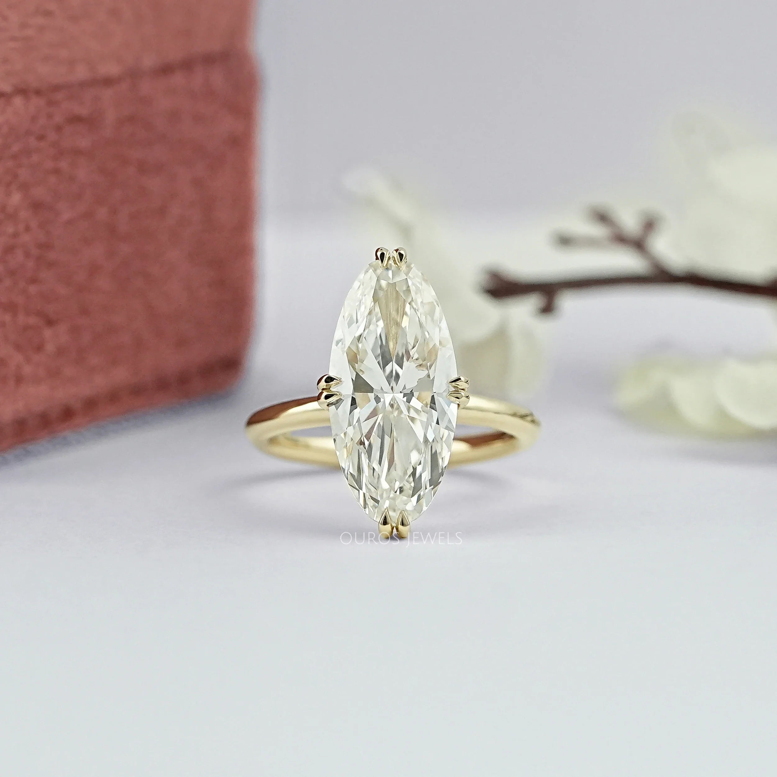 Moval Cut Lab Diamond Hidden Halo Ring