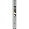 71" Tall Narrow Bathroom Cabinet w/ Open Shelves, 2 Door Cabinets & Adjustable Shelves, Grey