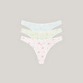Lounge Underwear Pointelle Thongs (3-Pack) - Pastel Print