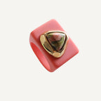 Anillo para mujer color rosa chicle con unakita