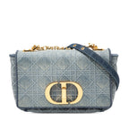 Small Embroidered Denim Cannage Caro Bag