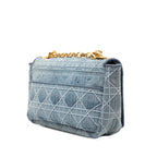 Small Embroidered Denim Cannage Caro Bag